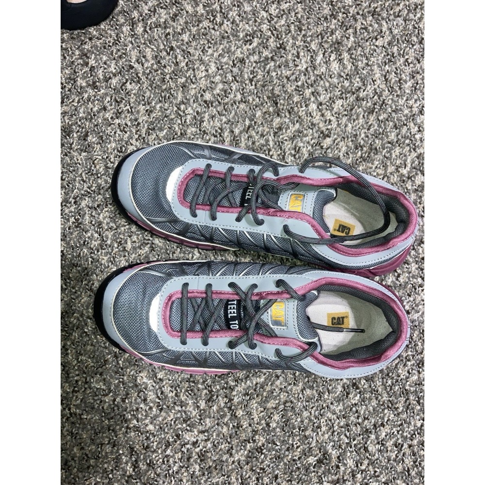 CAT Caterpillar Ergo Work Shoes Womens 10 Gray Pink Steel Toe Comfort Sneakers - Picture 11 of 13